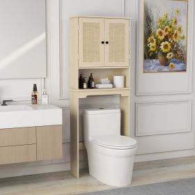 Rattan Over The Toilet Storage Cabinet, Natural Wood