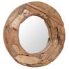 Round Decorative Mirror, 23.6", Natural Teak