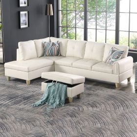 Faux Leather Living Room Set, 3 Piece Set, Pearl White