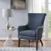 Modern Diamond Quilted Accent Chair with Double Nail Head Trim, Blue