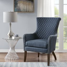 Modern Diamond Quilted Accent Chair with Double Nail Head Trim, Blue