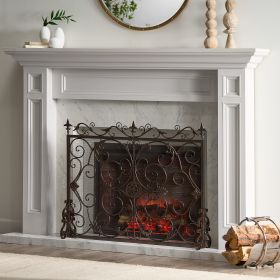 Iron Ornate Fireplace Screen, Black