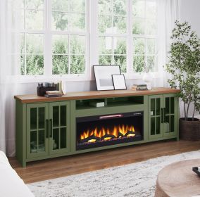 Electric Fireplace TV Console, 97", Sage Green