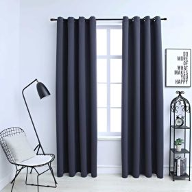 Blackout Curtains with Rings, 54" x 63", 2 Panels, Anthracite