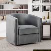 Swivel Barrel Accent Chair, Gray Velvet