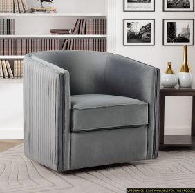 Swivel Barrel Accent Chair, Gray Velvet