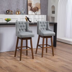 Counter Height Swivel Bar Stools with Footrest, Set of 2, Gray