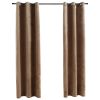 Blackout Curtains with Rings, 2 Panels,  37" x 63", Beige Velvet