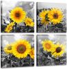 Sunflower Wall Art Print, 4-Piece Set, 12" x 12", Frameless