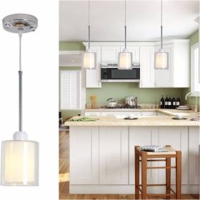 Modern Glass Pendant Light with Chrome Nickel, Adjustable