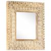 Hand-Carved Mirror, 19.7" x 19.7"x1", Solid Mango Wood