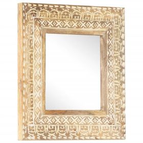 Hand-Carved Mirror, 19.7" x 19.7"x1", Solid Mango Wood