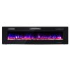 Ultra-Thin Electric Wall Fireplace with Crystal Log Decoration, 68"