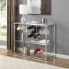 Contemporary Chrome and Glass Wine Rack, 38.98" x 15.35" x 32.87", Silver