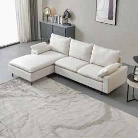 L-Shaped Sectional Sofa with Right Chaise, Beige Linen