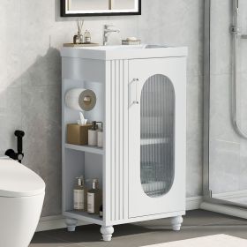 Bathroom Vanity Cabinet with Sink, 20", Two-Tier Shelf, White