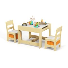 Kids Table & Chair Set With Storage & Dual Sided Desktop