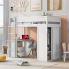 3-In-1 Loft Bed with Desk and Wardrobe, Twin, White