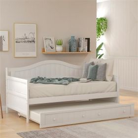 Twin Wooden Daybed with Trundle, White