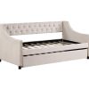 Upholstered Twin Daybed Frame with Trundle, 80" x 40", Beige Velvet