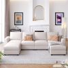 U shaped Sofa Bed with 2 Removable Ottomans, 3 Piece Set