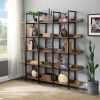 5 Tier Vintage Industrial Bookshelf, Metal Frame, MDF Board