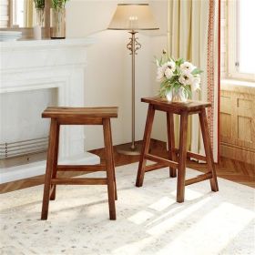 Counter Height Bistro Dining Stools, 23.6" x 17.7", 2-Piece Set, Walnut