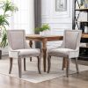 Nail Head Side Dining Chair, Wood Legs, Set of 2, Beige