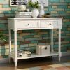 Traditional Console Table, 2 Drawers, Bottom Shelf, 29.9" x 35.43", Ivory White