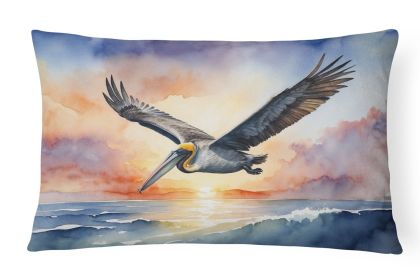 Pelican Flying at Sunrise Indoor/Outdoor Throw Pillow,12" x16"