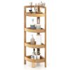 Corner Storage Rack, 4 Shelves, 9" x 9" x 31.5", Bamboo