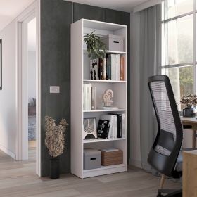 Bookcase with 5-Shelf Storage, White