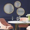 Beaded Round Wall Mirrors, 3-Piece Set, Gold