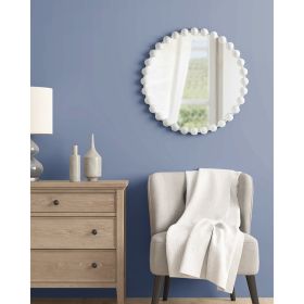 Beaded Iron Round Wall Mirror, 27", White
