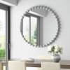 Beaded Round Wall Mirror, 36" Diameter, Silver