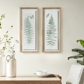 Watercolor Fern Glass Wall Art, Framed, Set of 2