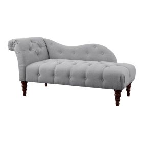 Modern Traditional Button Tufted Upholstered Chaise, Dove Gray
