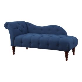 Modern Traditional Button Tufted Chaise, Blue