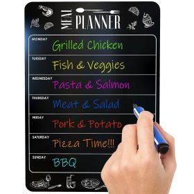 Dry Erase Weekly Meal Planner for Refrigerator, 8.5" x 12", Magnetic, Black