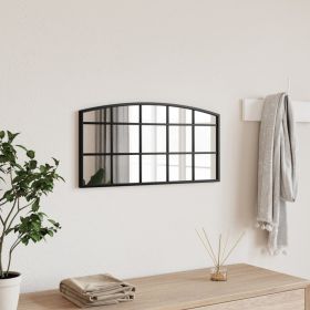 Iron Arched Wall Mirror, 23.6" x 11.8", Black