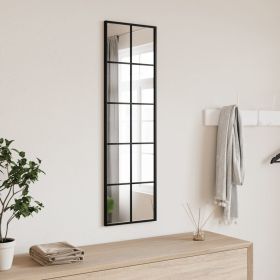 Iron Wall Mirror, Rectangle, 11.8" x 39.4", Black