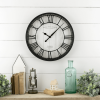 Round Raised Roman Numerals Wall Clock, Analog, 20" Black and White