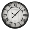 Round Raised Roman Numerals Wall Clock, Analog, 20" Black and White