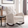 Modern High Back Lounge Arm Rocking Chair, White