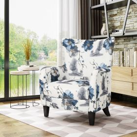 Modern Accent Armchair, 30.25" Long x 30" Wide x 36.25" High, Blue & Gray Floral