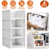 Stackable Storage Box Organizer,  Foldable,  4 Pack, White