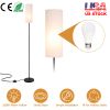 Floor Lamp with Foot Switch, 74.8" Tall, White Shade, Black Iron