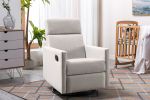 Upholstered Swivel Gliding Rocking Recliner, Tan