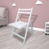 Slatted Wood Folding Chairs, Set of 4, White