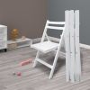 Slatted Wood Folding Chairs, Set of 4, White